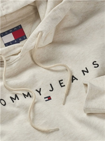 SUDADERA TOMMY JEANS CON CAPUCHA BEIGE JASPEADO CON LOGO HOMBRE