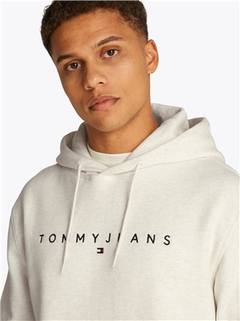 SUDADERA TOMMY JEANS CON CAPUCHA BEIGE JASPEADO CON LOGO HOMBRE