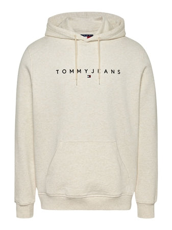 SUDADERA TOMMY JEANS CON CAPUCHA BEIGE JASPEADO CON LOGO HOMBRE