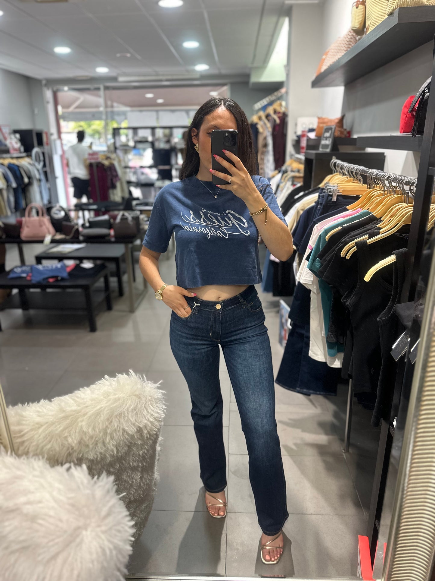 Camiseta Guess Crop efecto denim