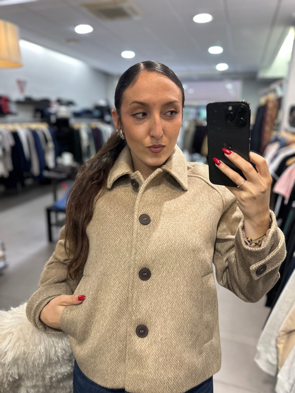 Chaqueta Tiffosi paño beige botones