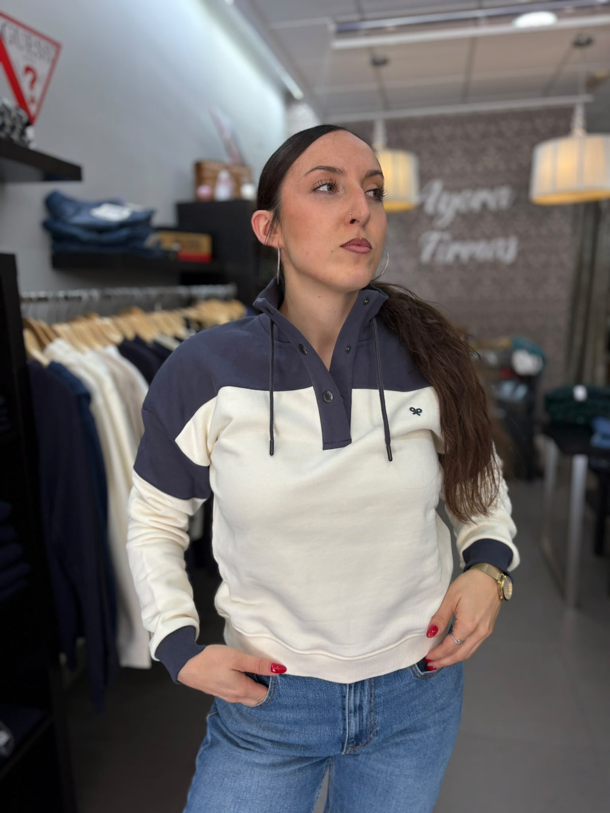 Sudadera Silbon Marina con cuello