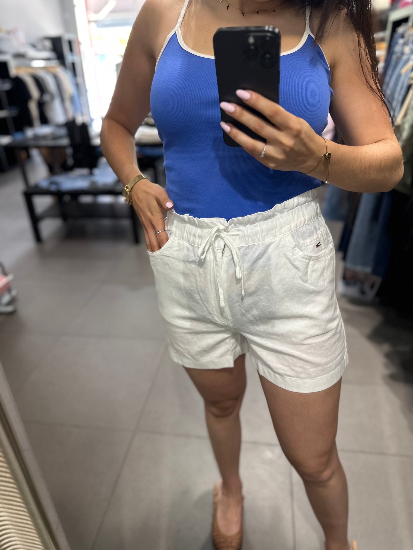 Short Tommy lino blanco