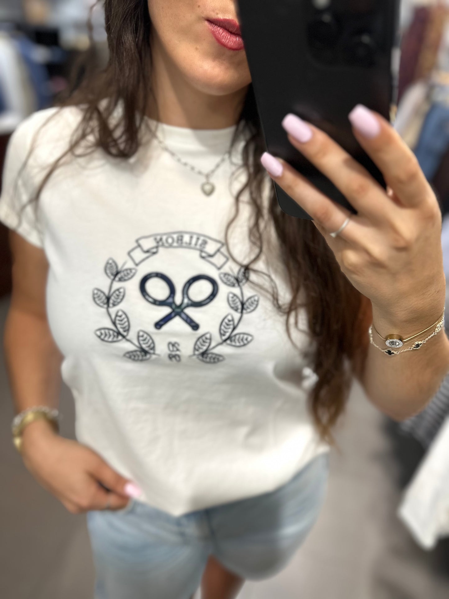 CAMISETA SILBON BLANCA CON LOGO BORDADO