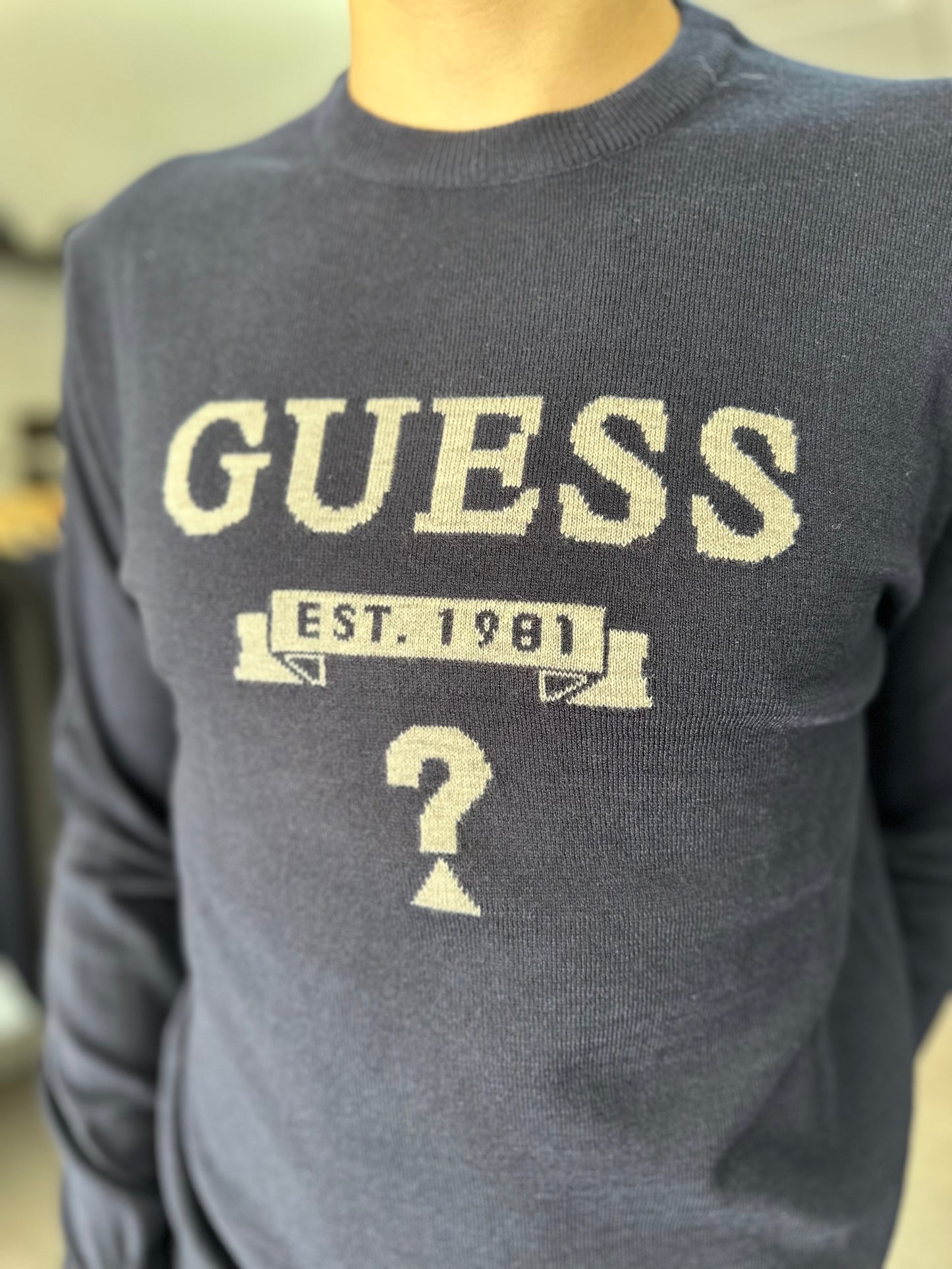 JERSEY GUESS AZUL MARINO CON LOGO