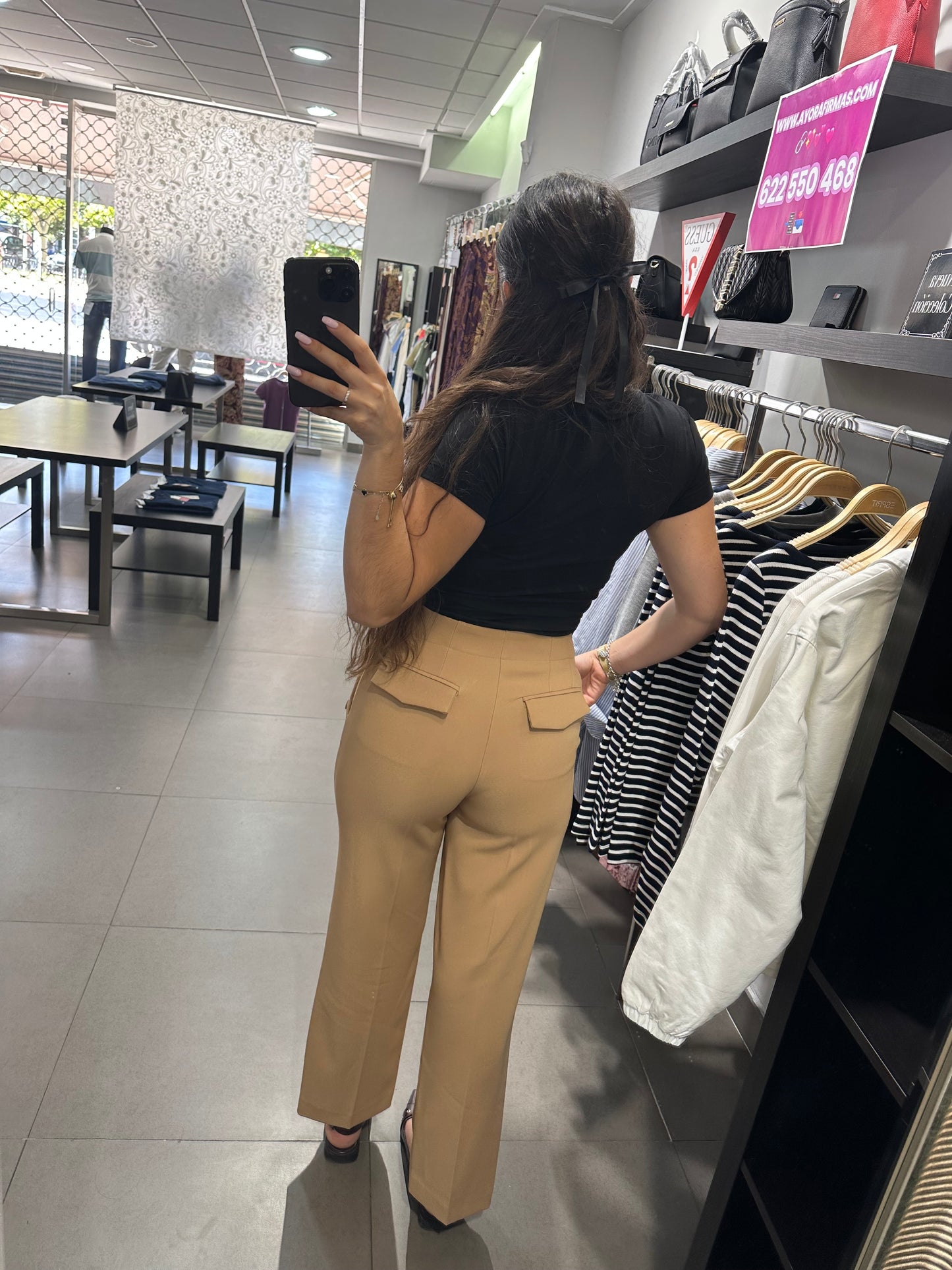 PANTALÓN SILBON CAMEL CON BOTONES TRAJE