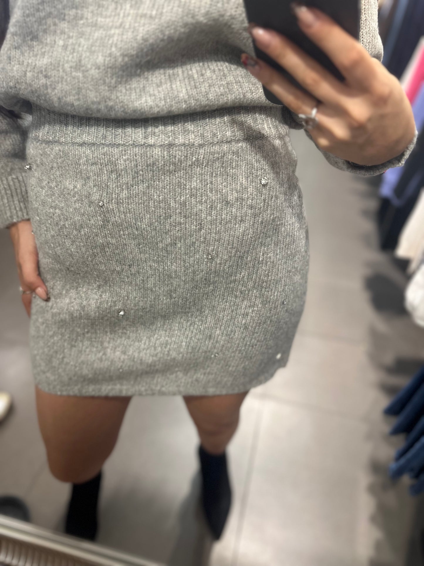 CONJUNTO TIFFOSI PUNTO GRIS FALDA BRILLOS Y JERSEY