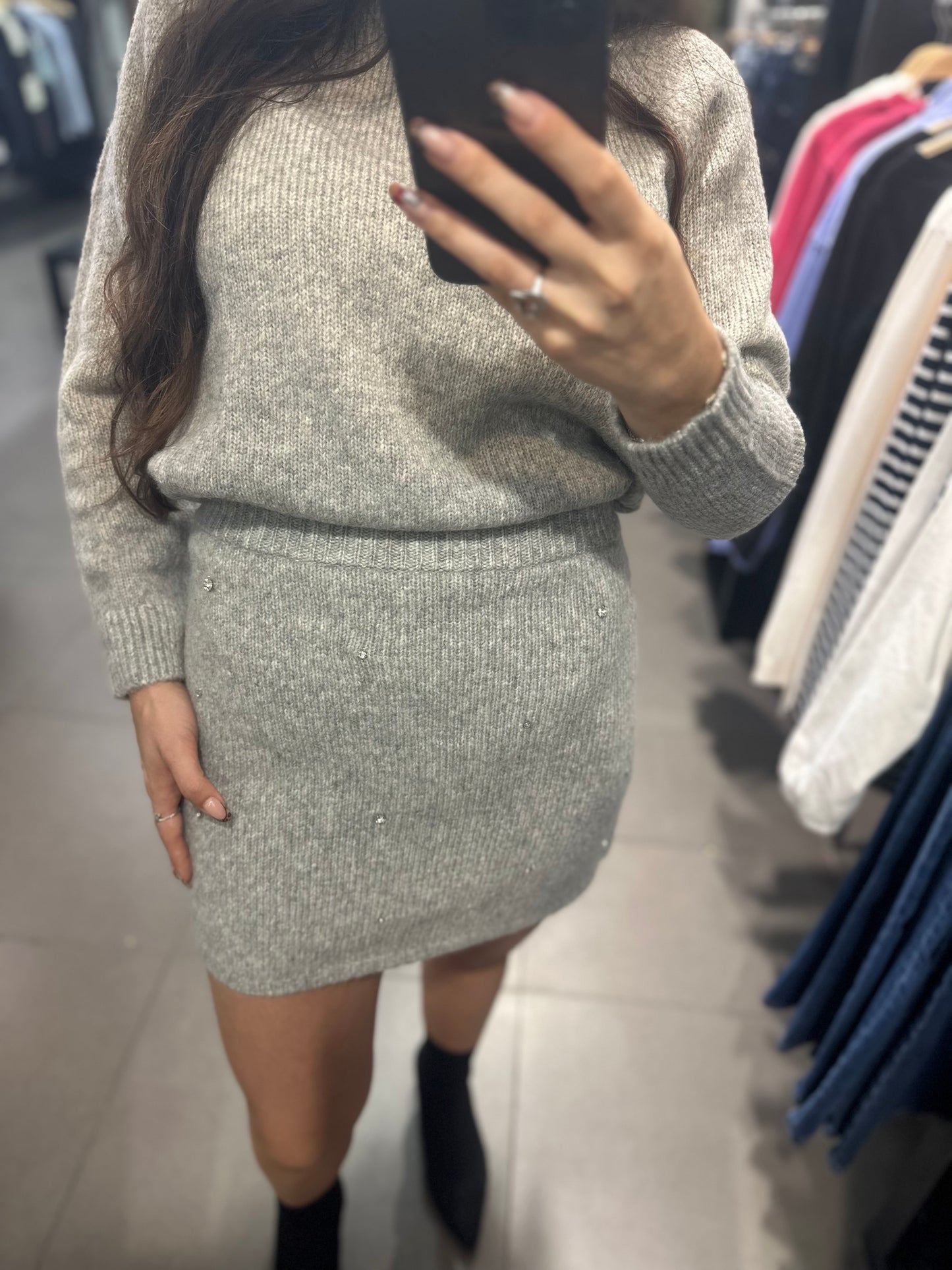 CONJUNTO TIFFOSI PUNTO GRIS FALDA BRILLOS Y JERSEY