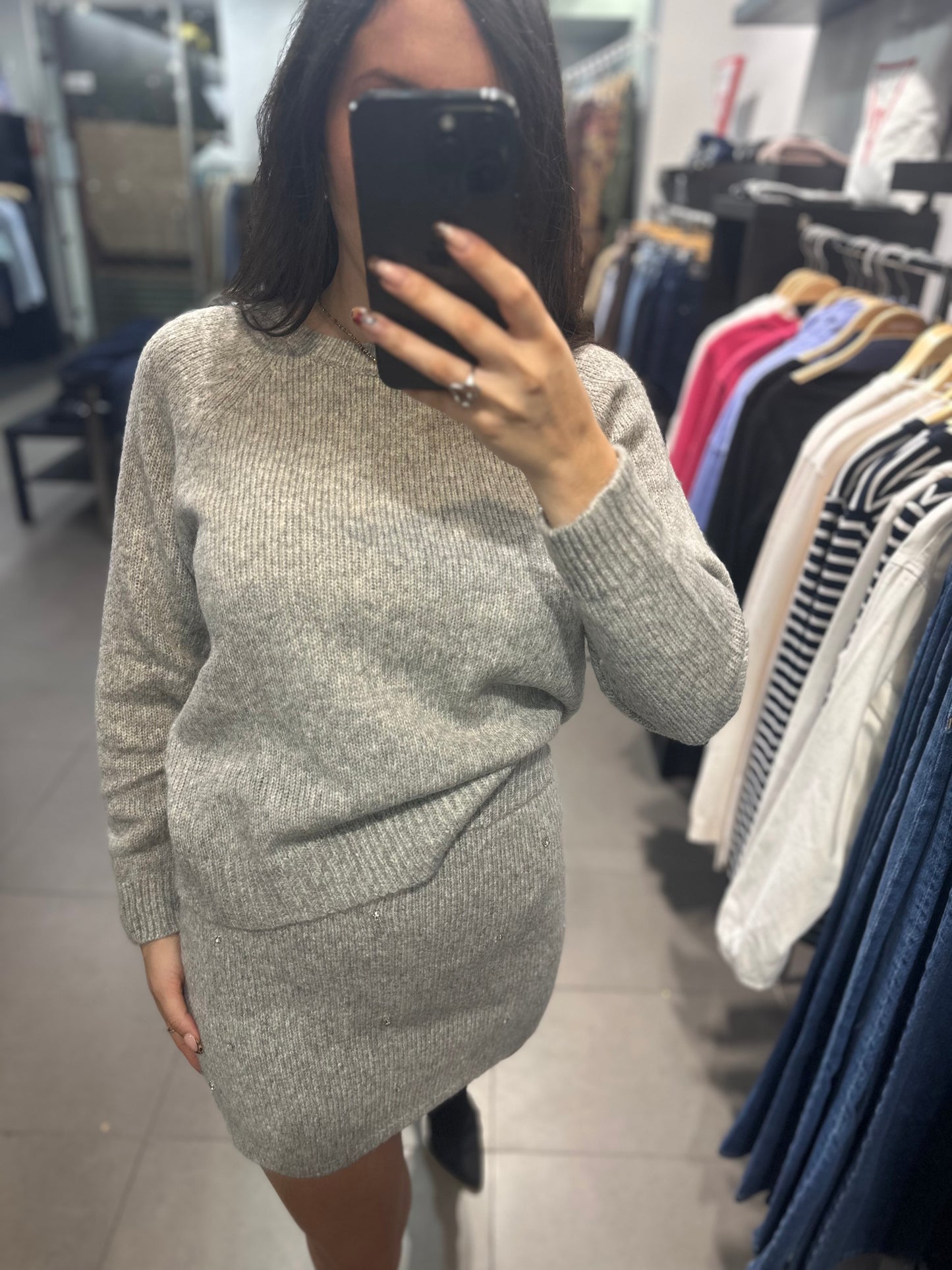CONJUNTO TIFFOSI PUNTO GRIS FALDA BRILLOS Y JERSEY