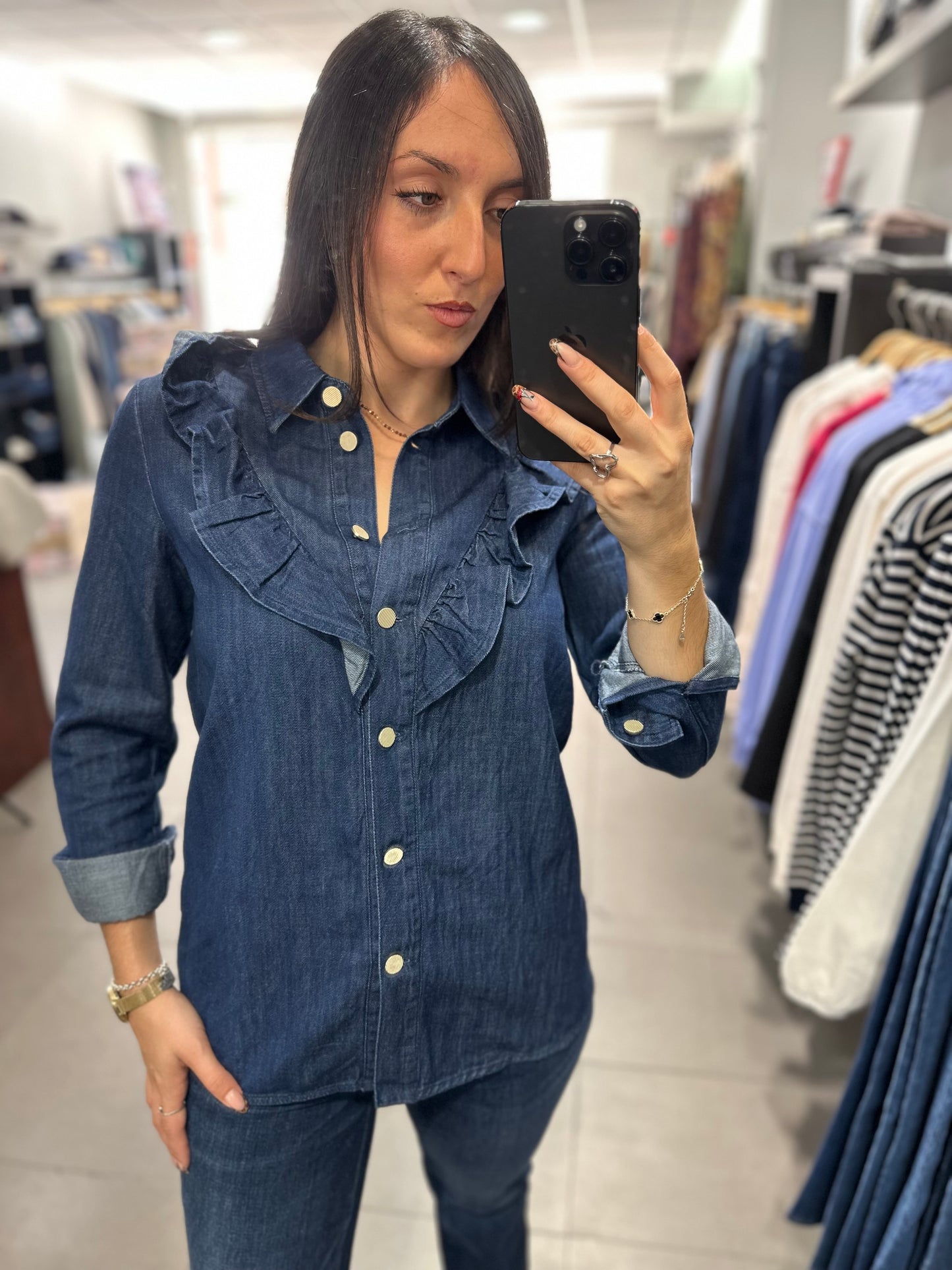 Camisa Tiffosi vaquera con volante