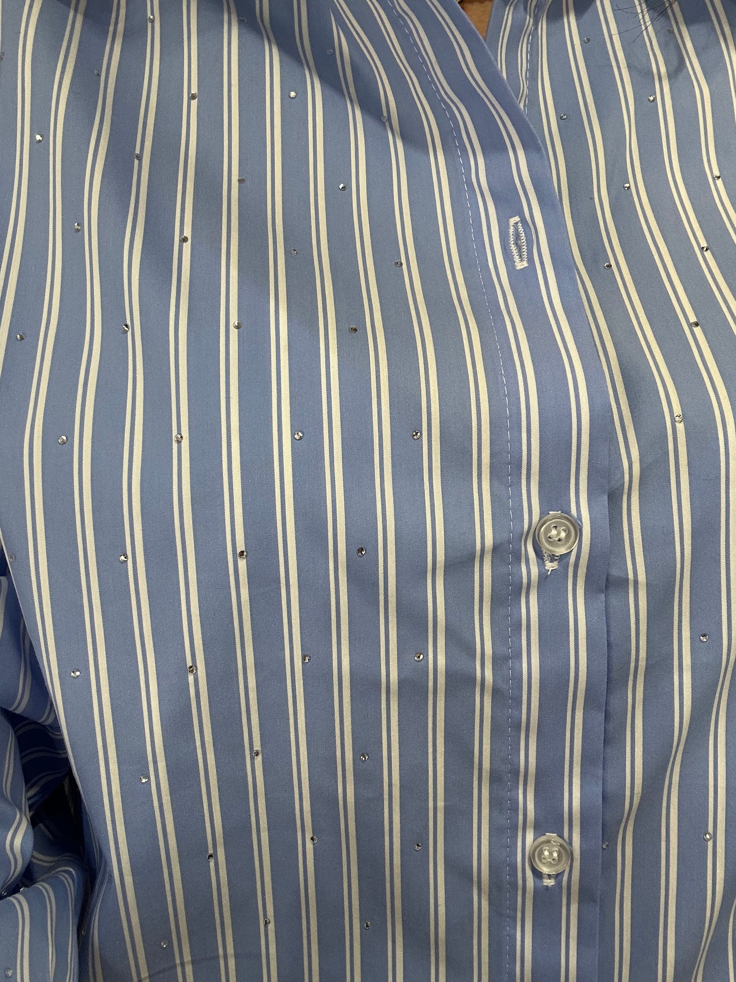 Camisa Tiffosi con brillos a rayas azul