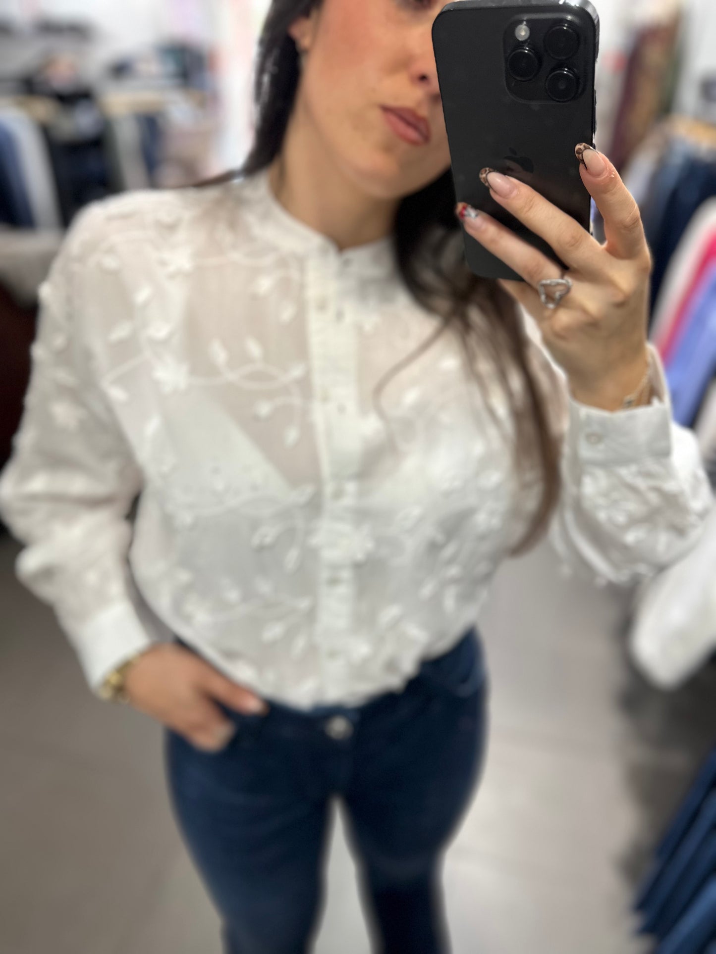 Camisa Tiffosi relieve flores