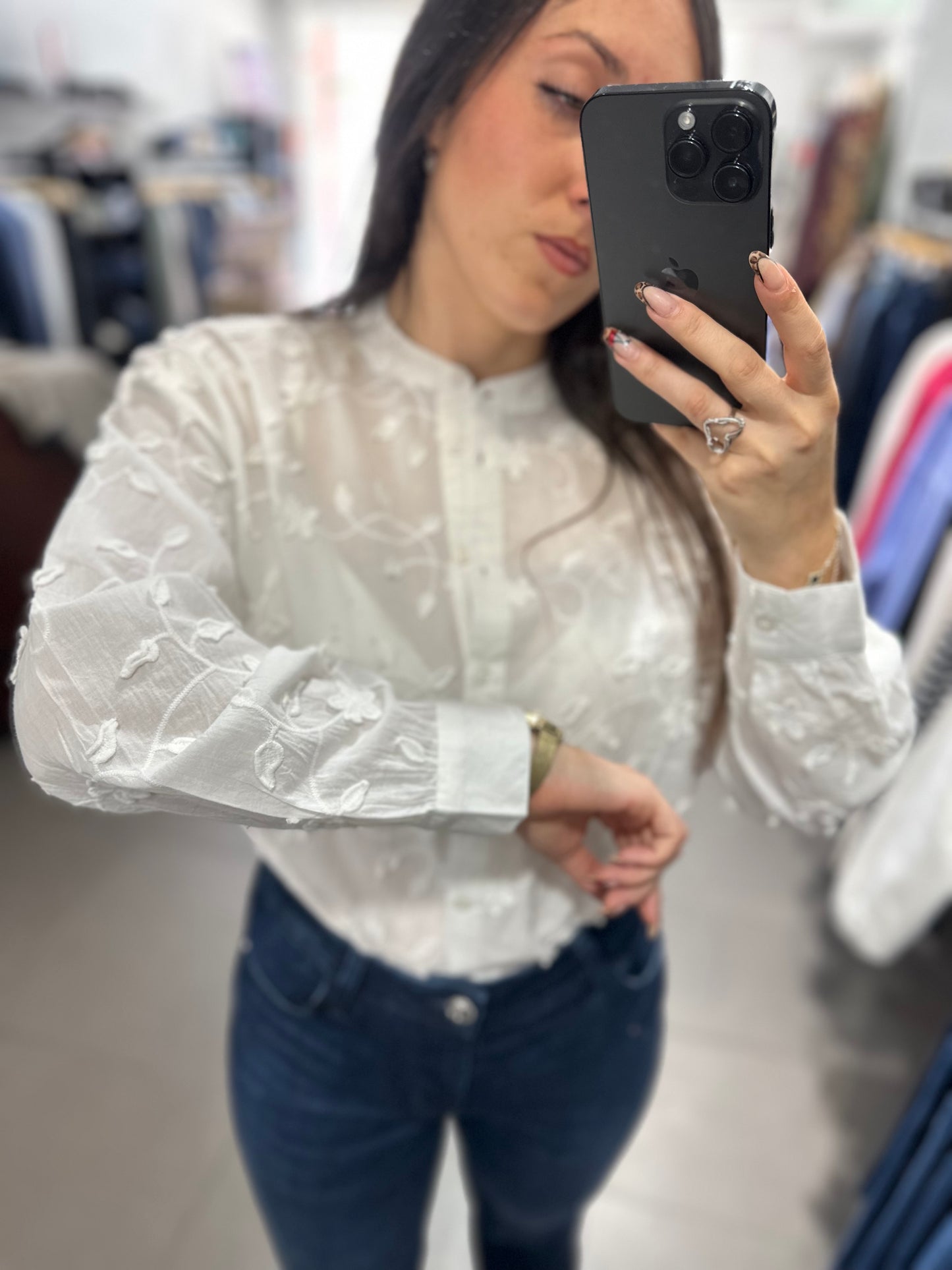 Camisa Tiffosi relieve flores
