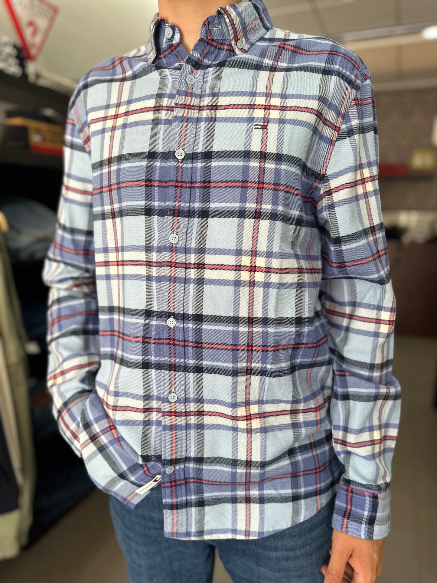 CAMISA TOMMY JEANS CUADROS FELPA FINA