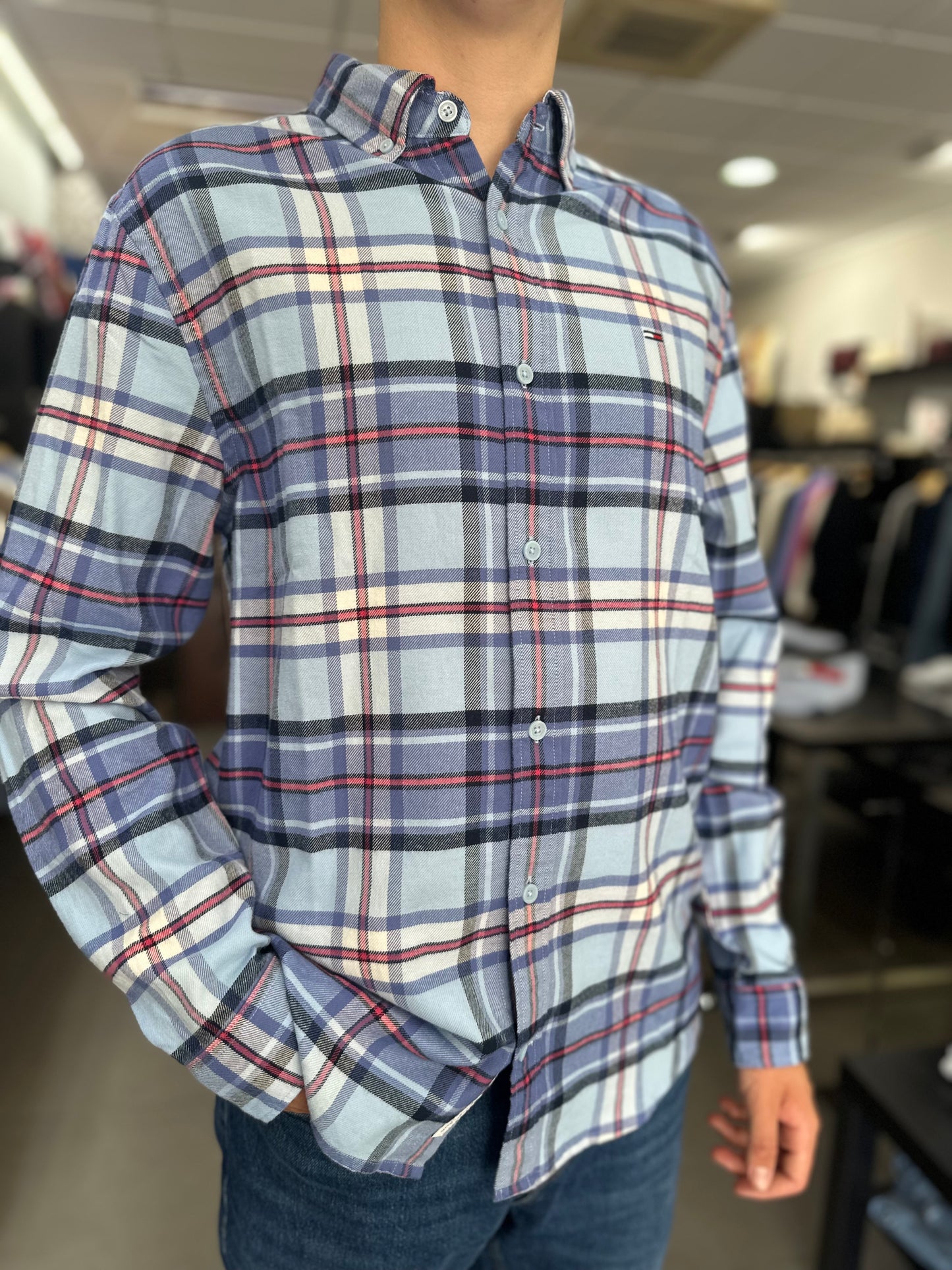 CAMISA TOMMY JEANS CUADROS FELPA FINA