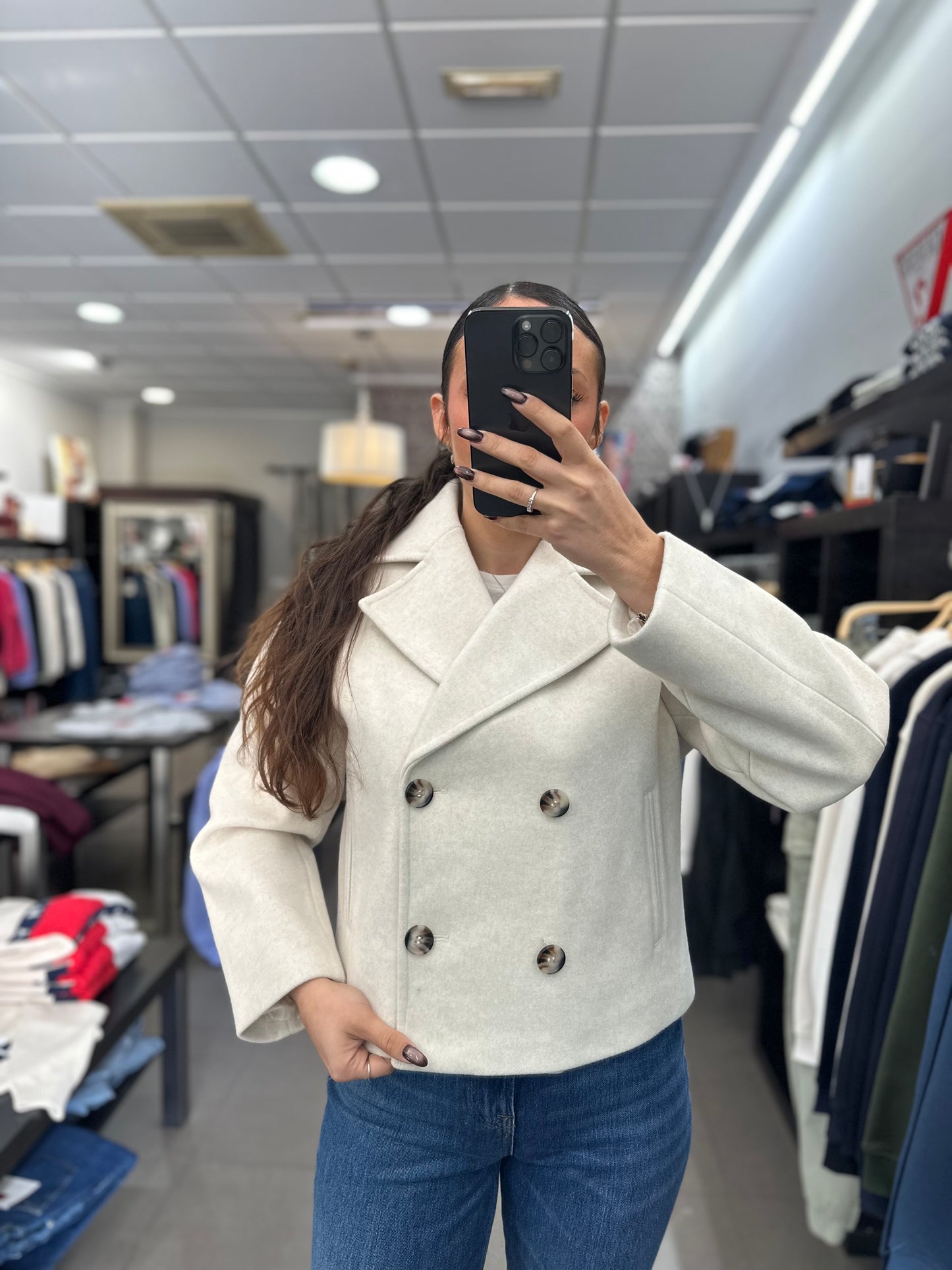 ABRIGO TIFFOSI CORTO PAÑO BEIGE