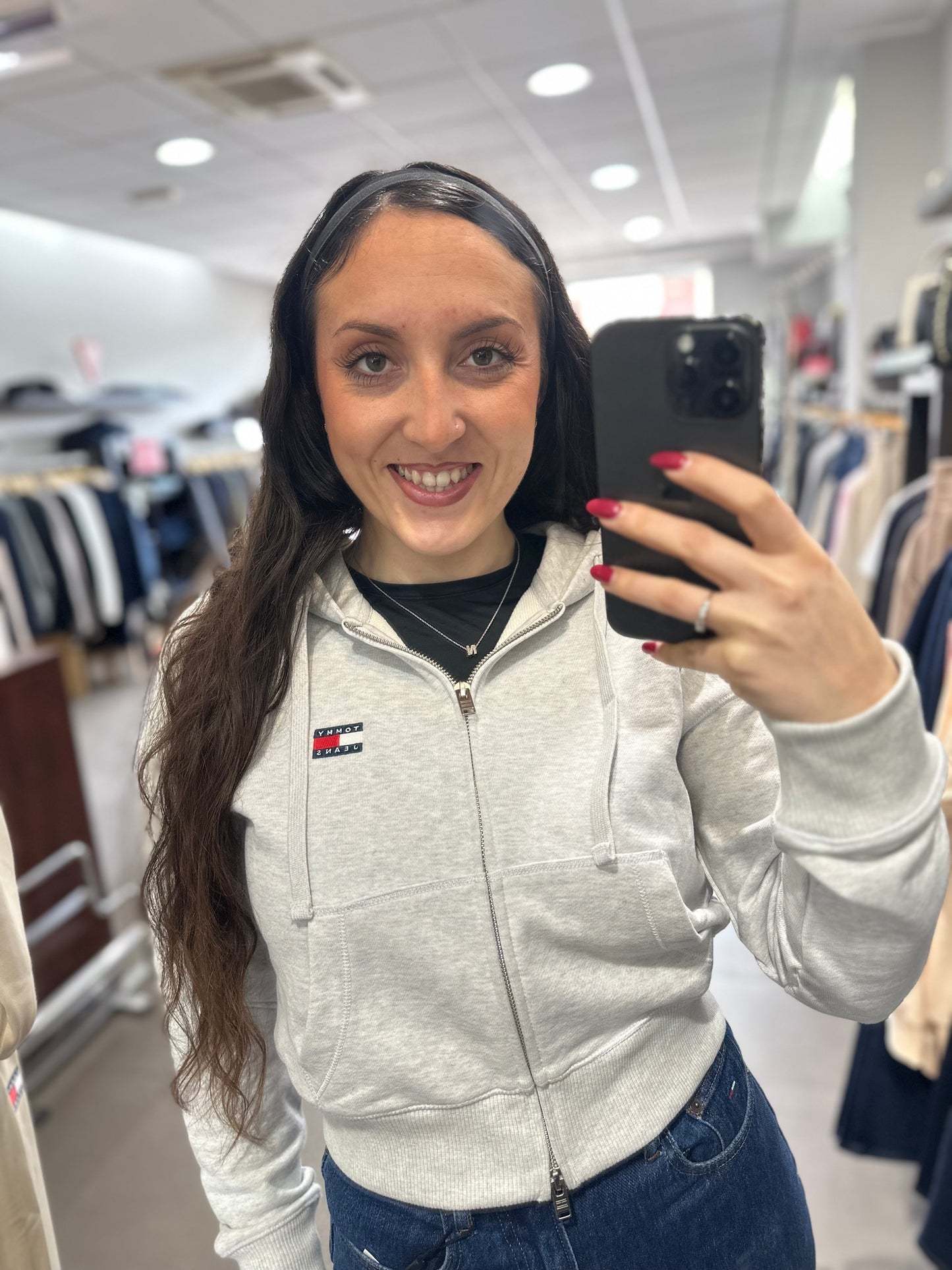 SUDADERA TOMMY GRIS CROP