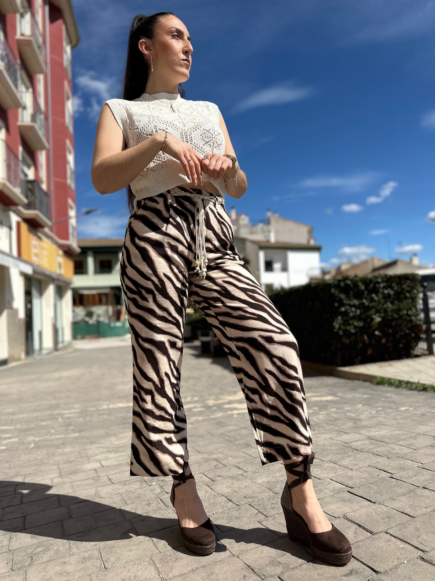 PANTALÓN TIFFOSI JOANA CULOTTE CEBRA CHOCOLATE