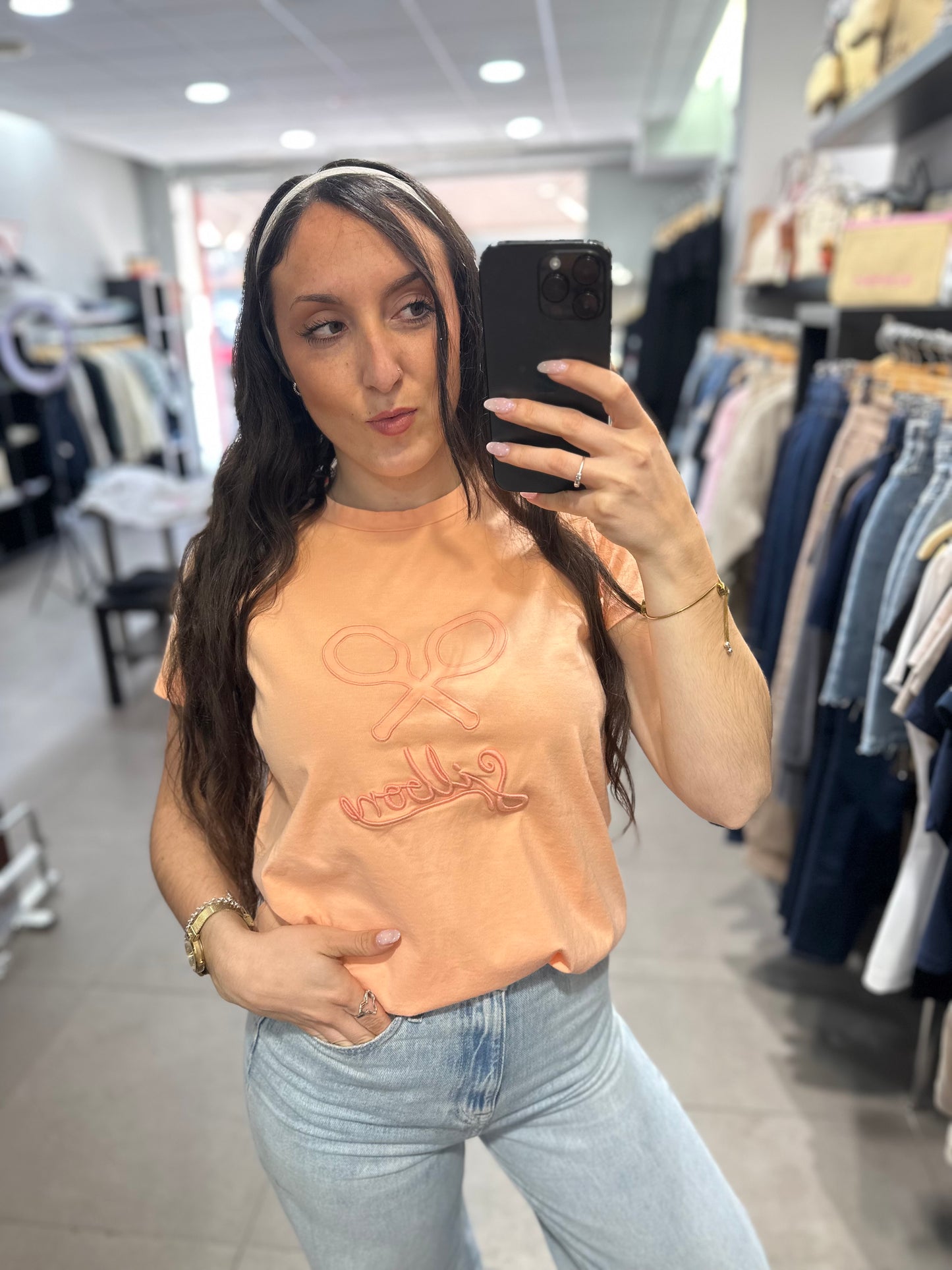 Camiseta Silbon naranja pastel