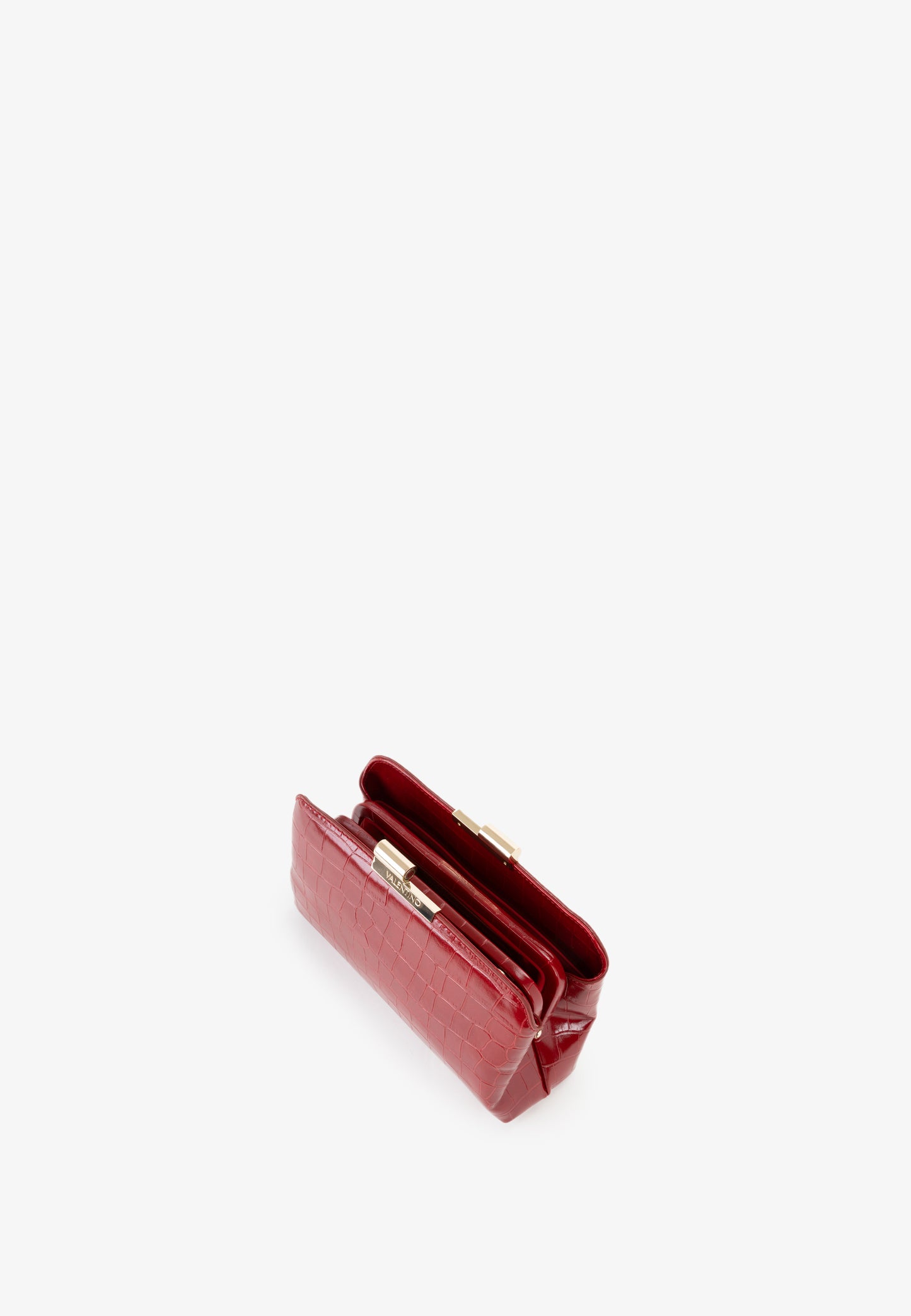 BOLSO VALENTINO GLACE CLATCH COCODRILO ROJO