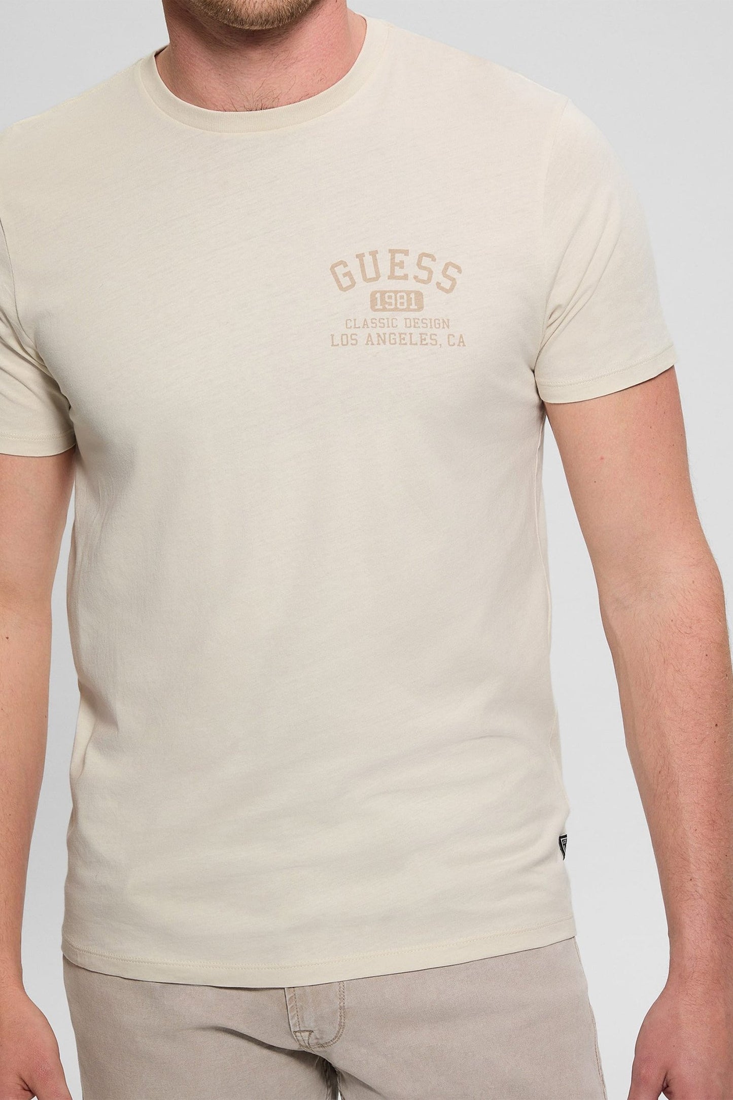 CAMISETA GUESS MANGA CORTA CON LOGO EN LA ESPALDA BEIGE HOMBRE