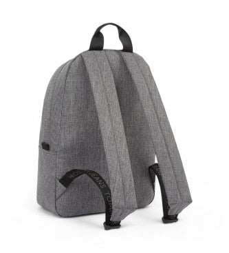 MOCHILA TOMMY JEANS GRIS DESGASTADO CORREAS CON LOGO HOMBRE