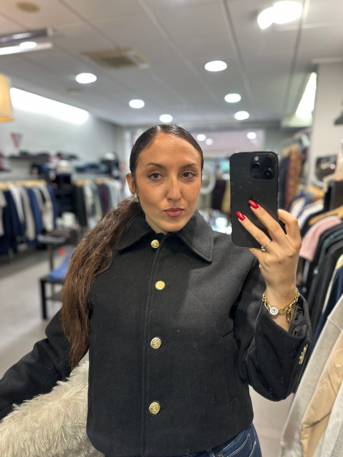 Chaqueta Tiffosi paño negra botones