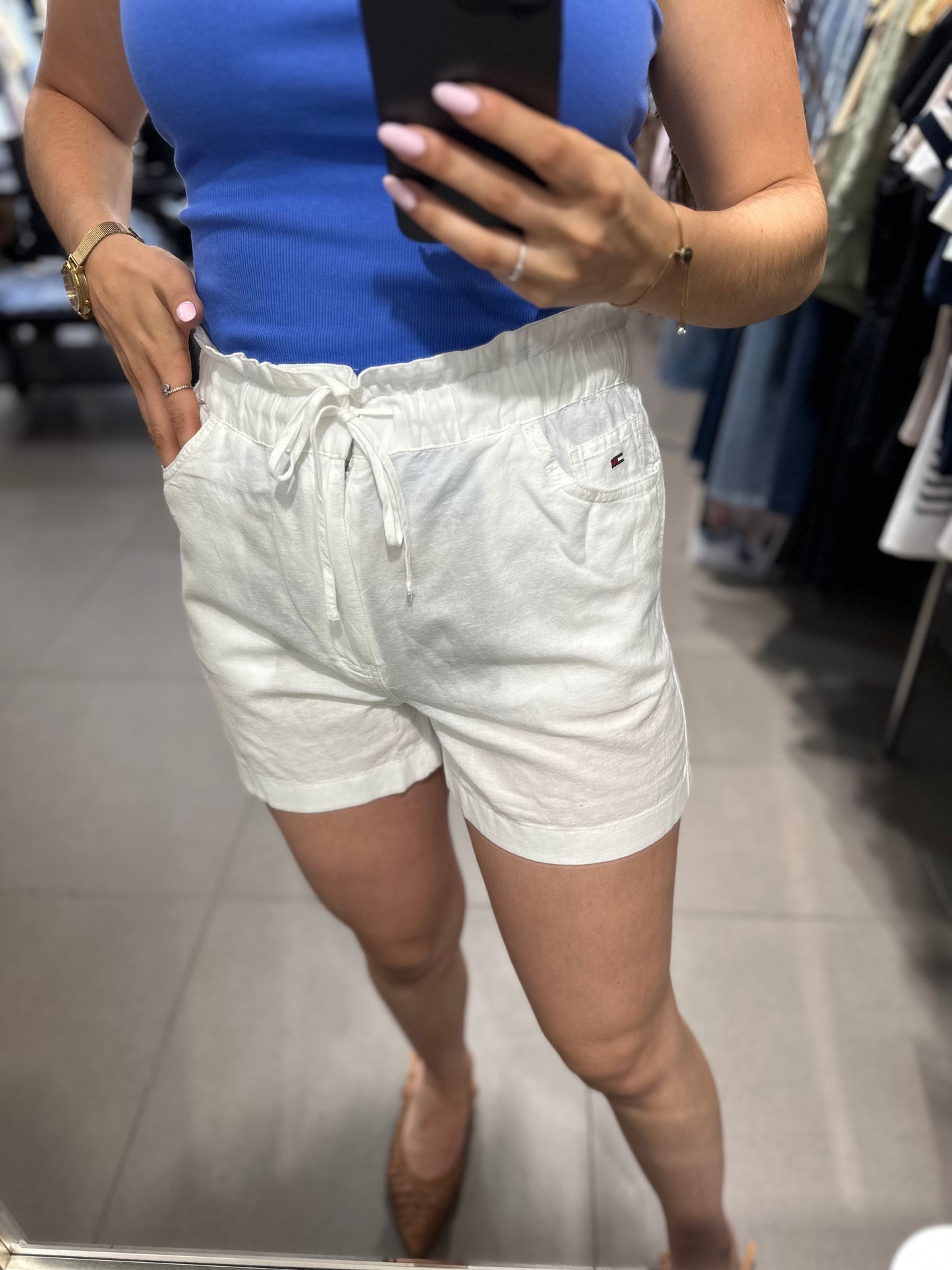 Short Tommy lino blanco