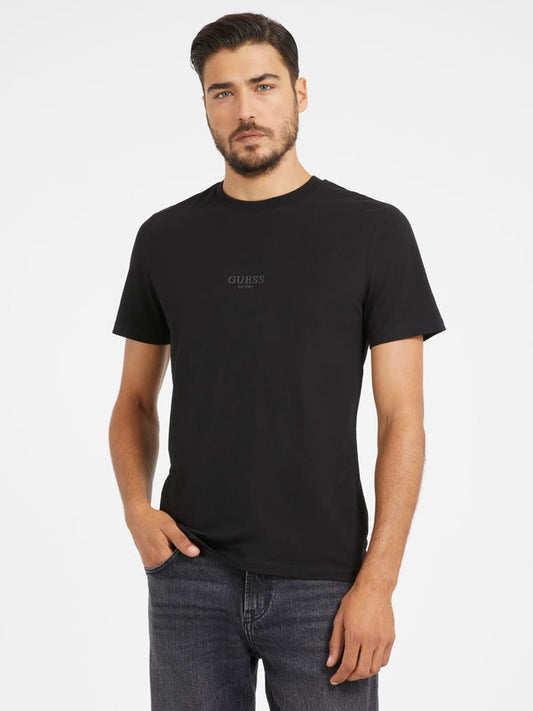 CAMISETA GUESS BASIC LOGO MANGA CORTA NEGRA HOMBRE