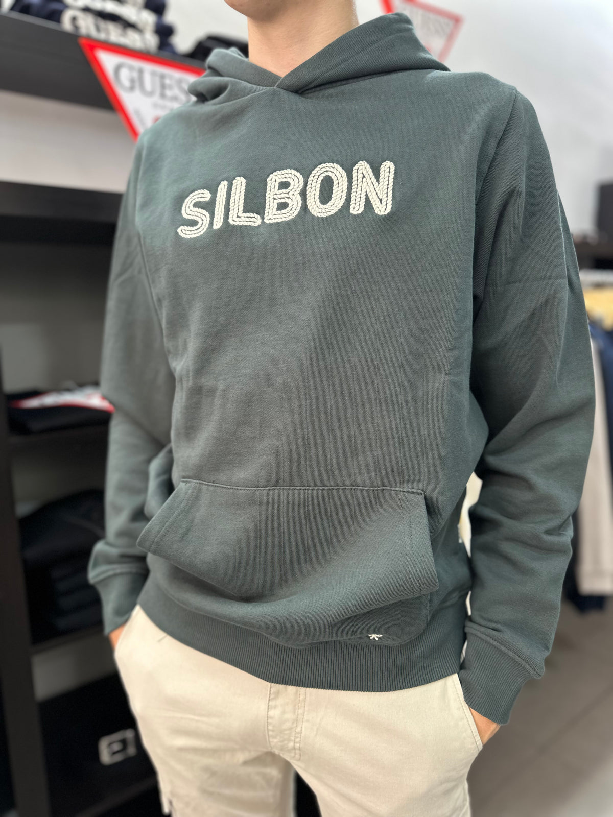Sudadera Silbon verde con capucha
