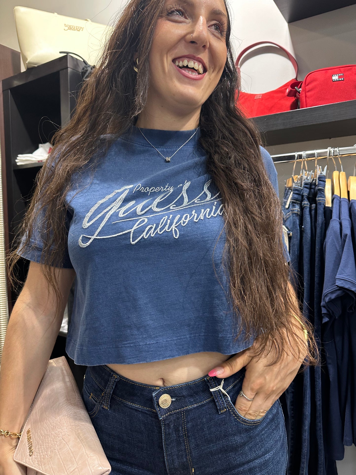 Camiseta Guess Crop efecto denim