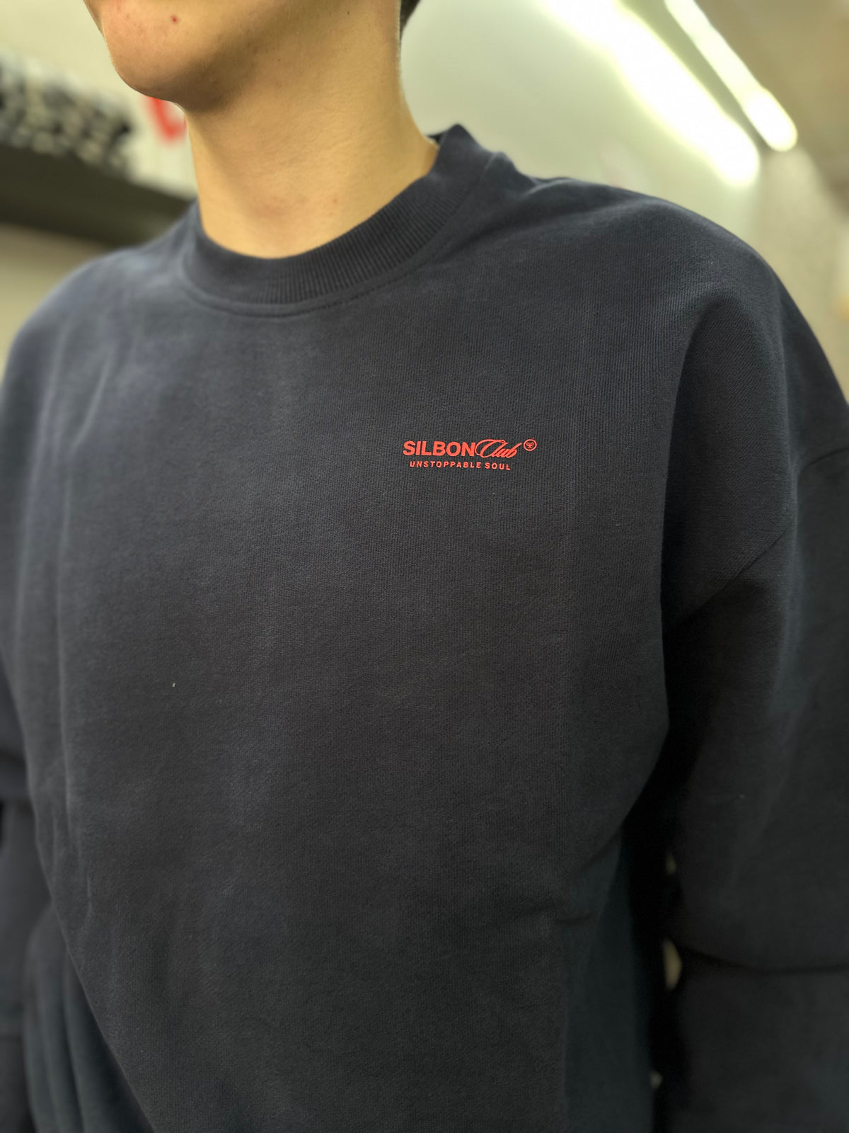 Sudadera Silbon Marina con logo en la espalda rojo