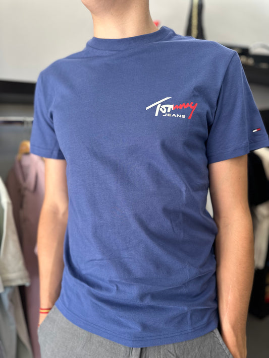 Camiseta Tommy azul firma logo