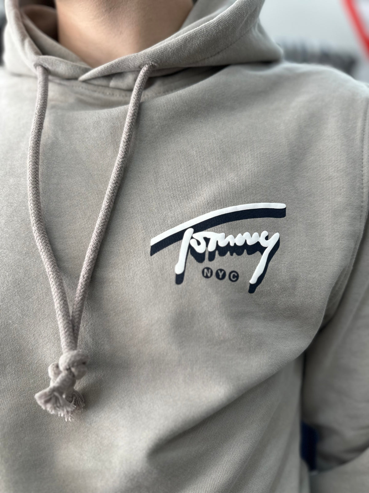 Sudadera Tommy TAUPE logo espalda con capucha