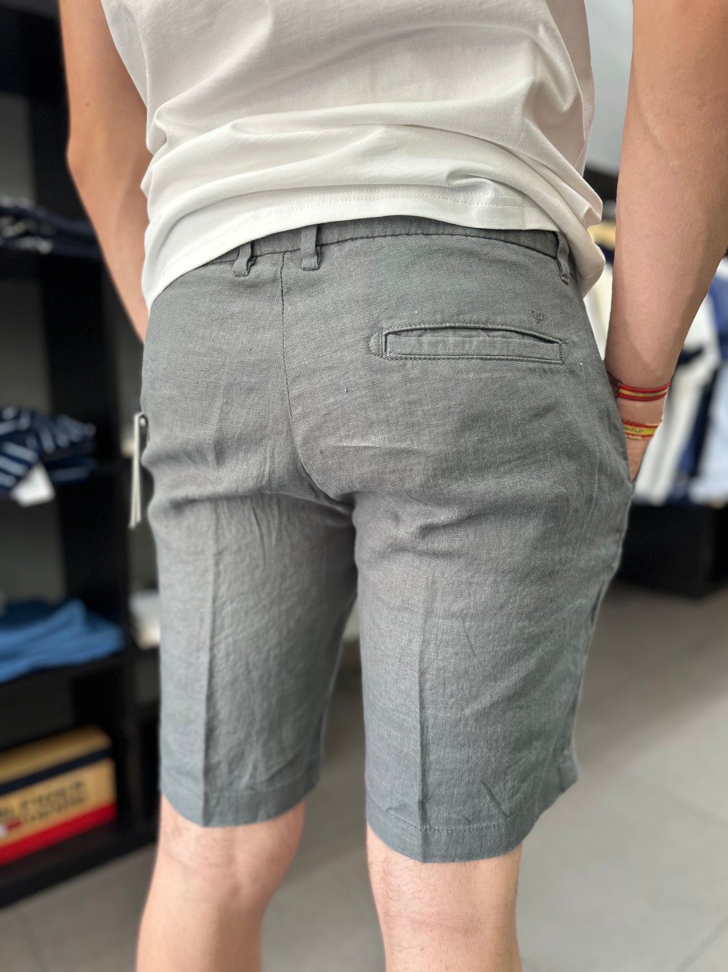 Pantalón Corto Lino Silbon verde