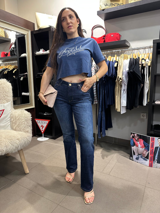 Camiseta Guess Crop efecto denim
