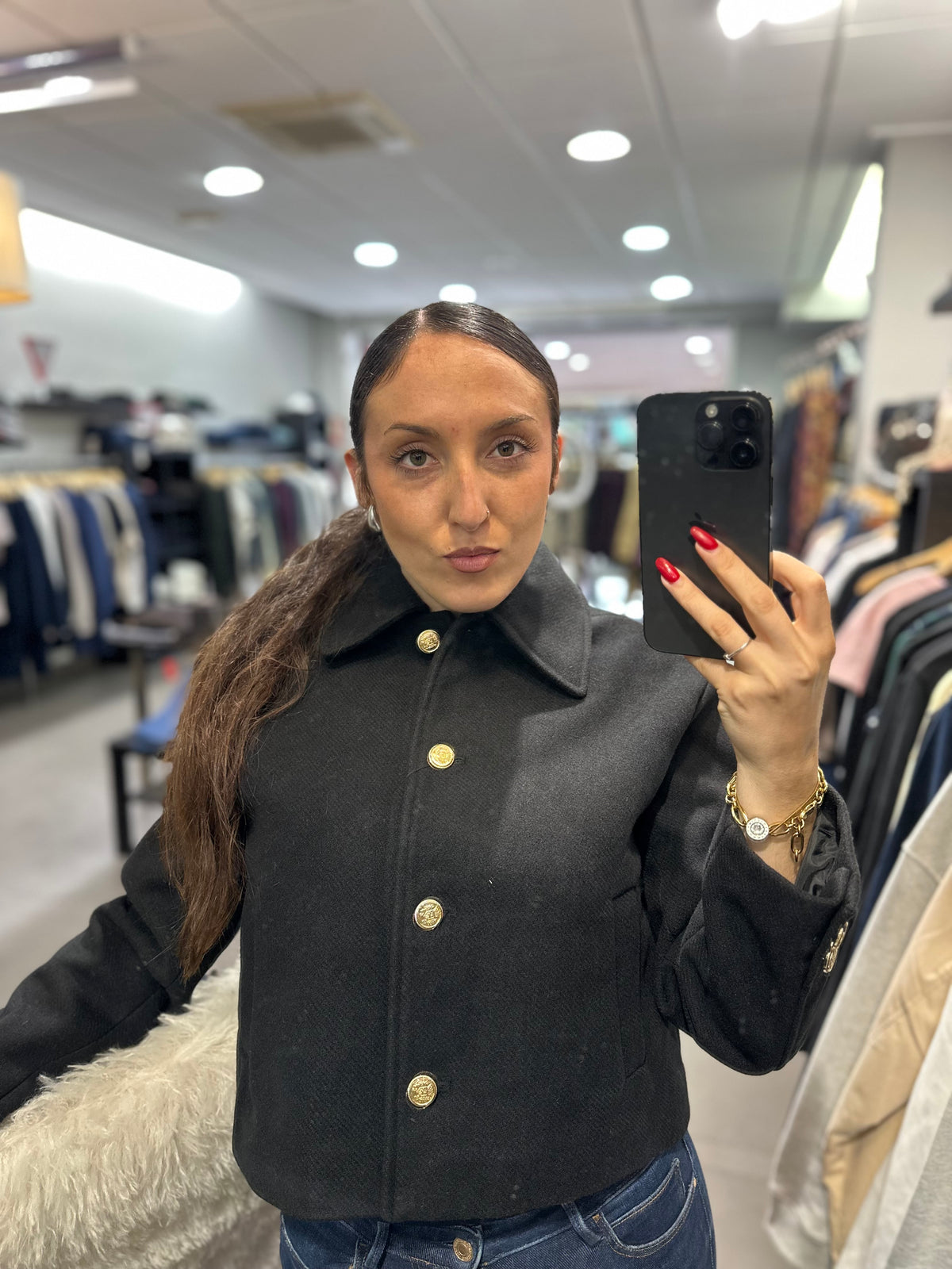 Chaqueta Tiffosi paño negra botones