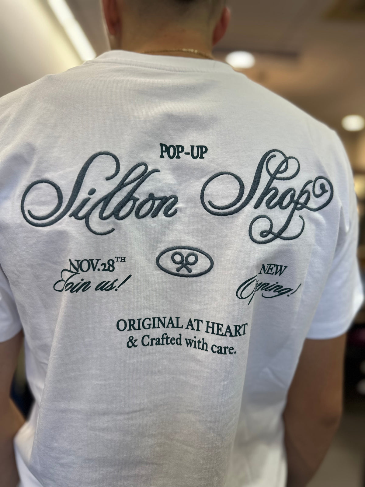 Camiseta Silbon blanca logo espalda azul