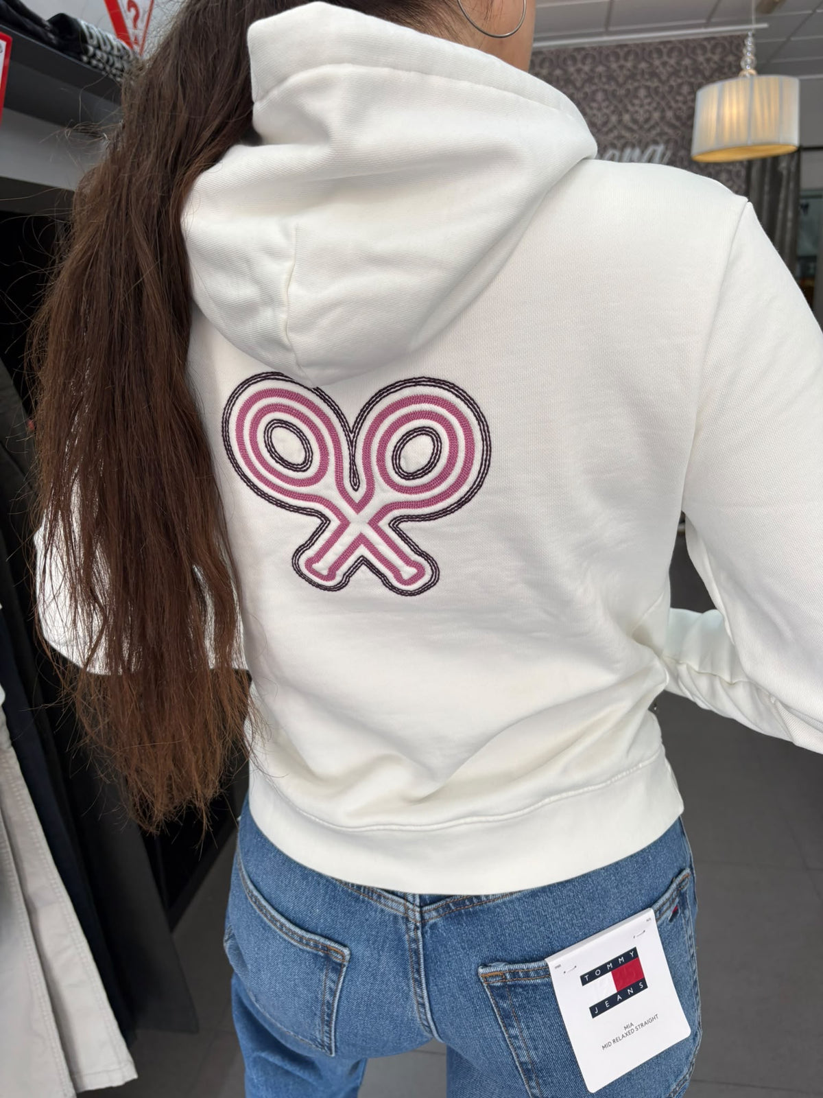 Sudadera Silbon logo espalda bordado y cintas cuadros berenjena