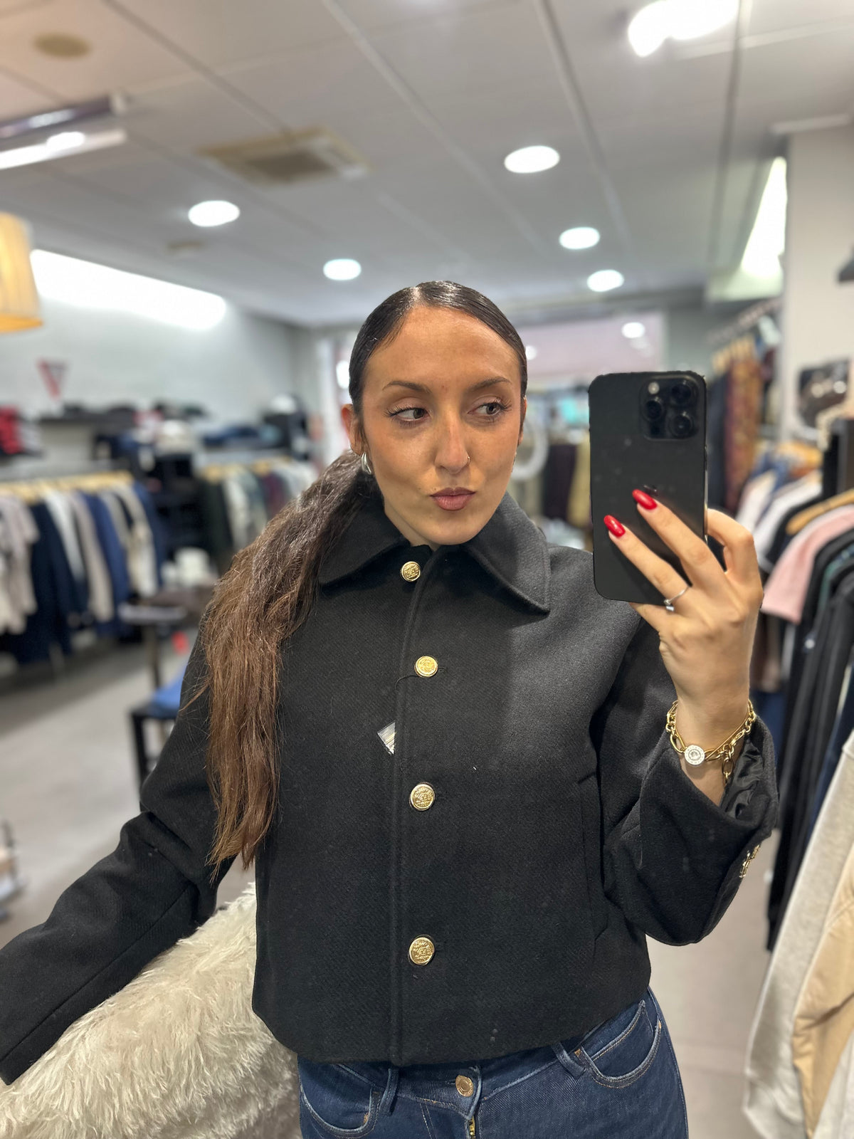Chaqueta Tiffosi paño negra botones