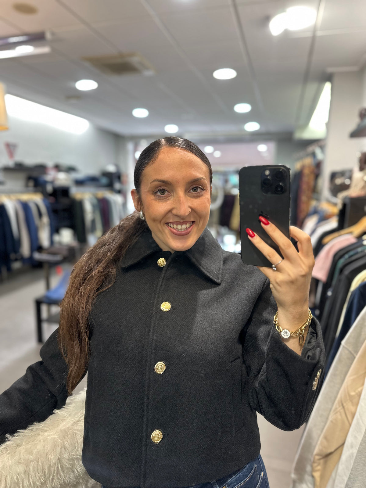 Chaqueta Tiffosi paño negra botones