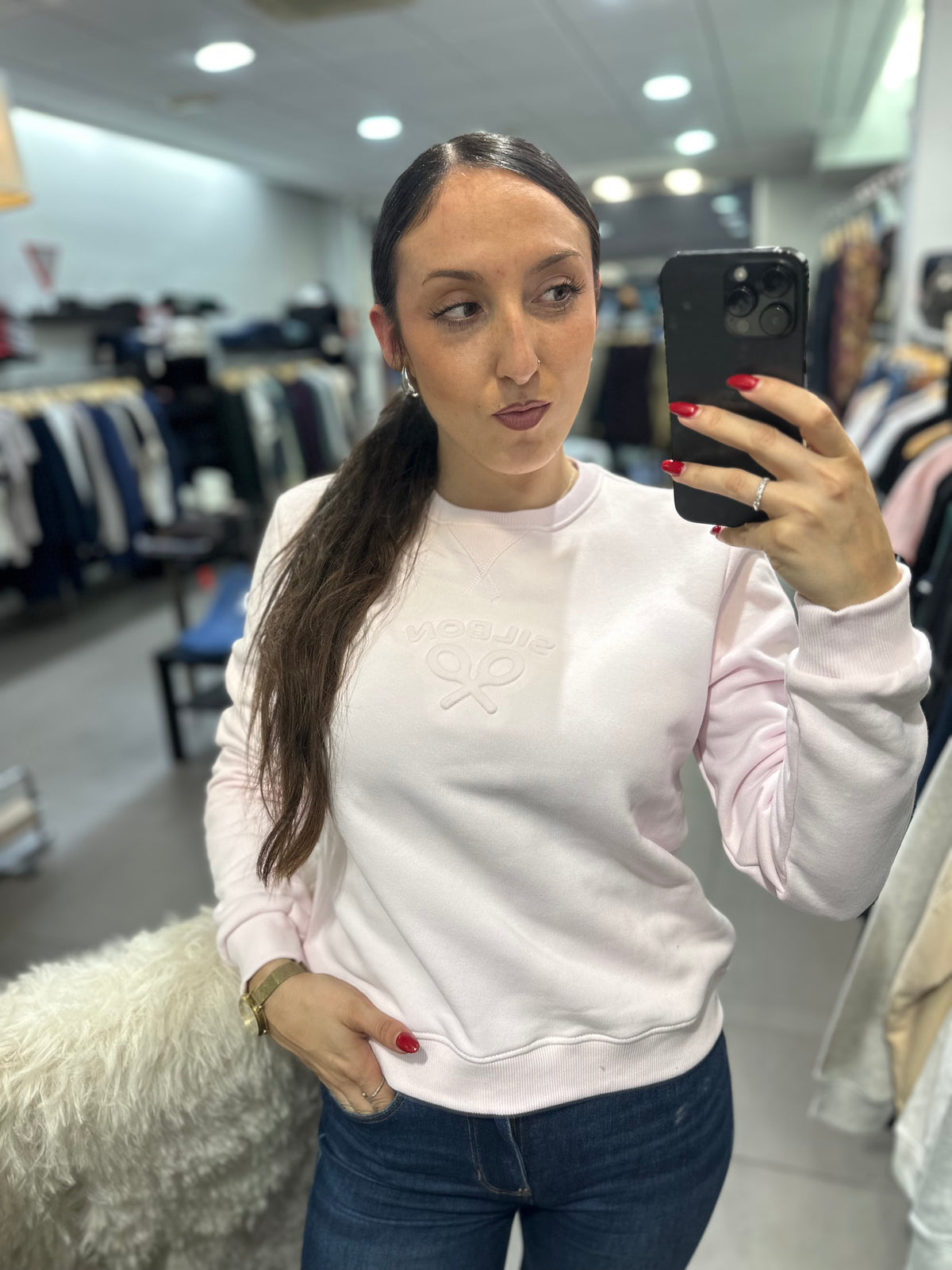 Sudadera Silbon rosa claro