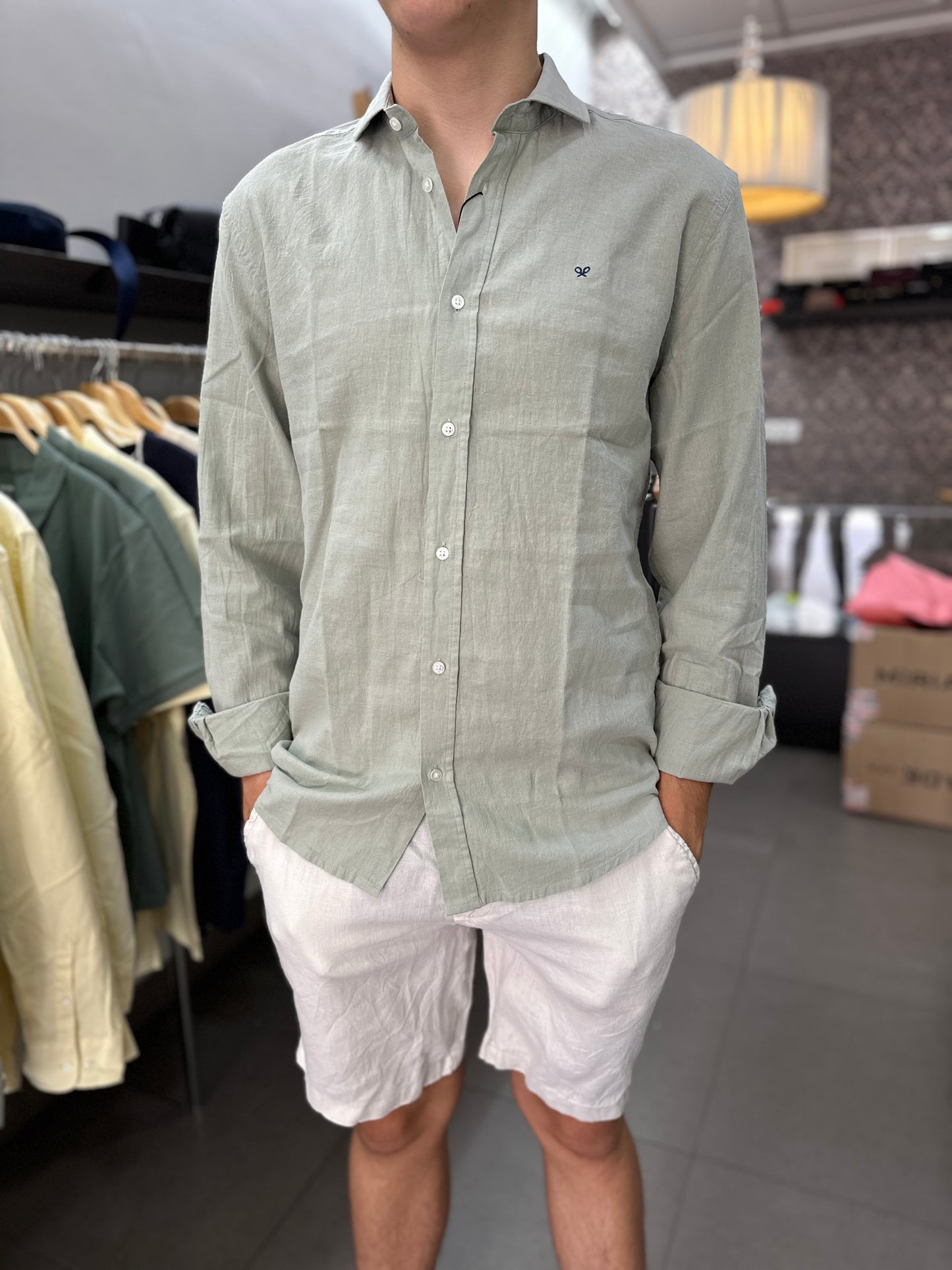 Camisa Silbon lino verde claro