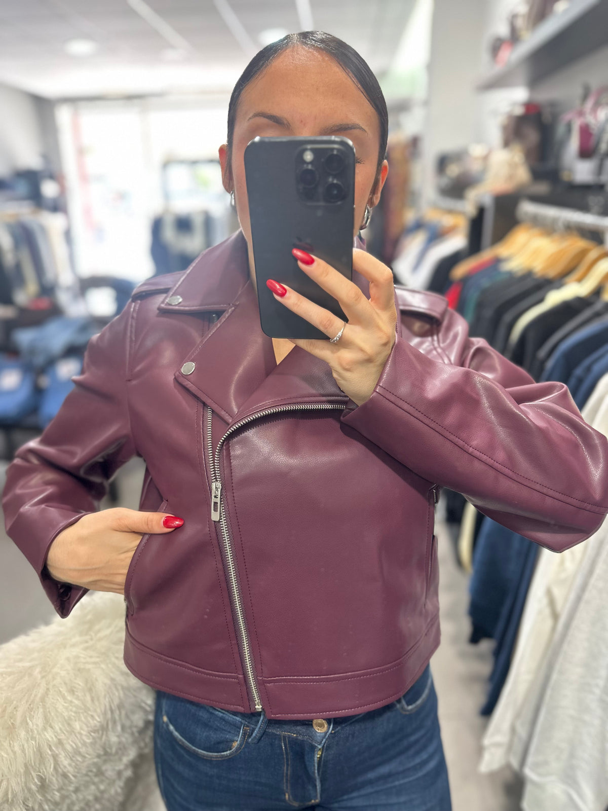 Chaqueta Tiffosi cuero burdeos