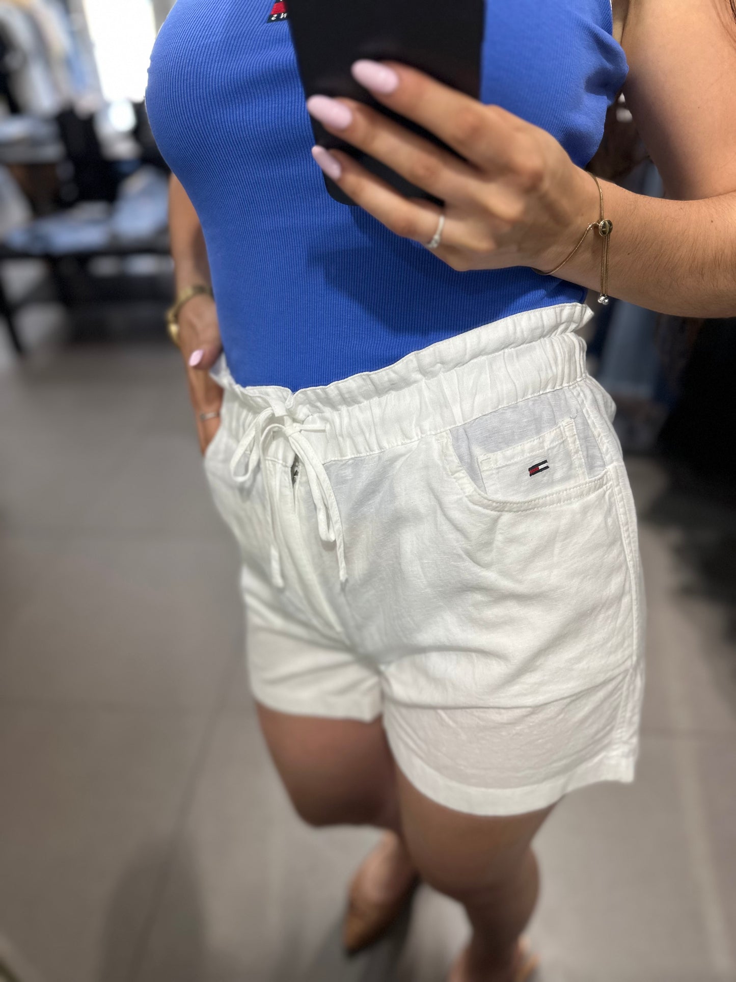 Short Tommy lino blanco