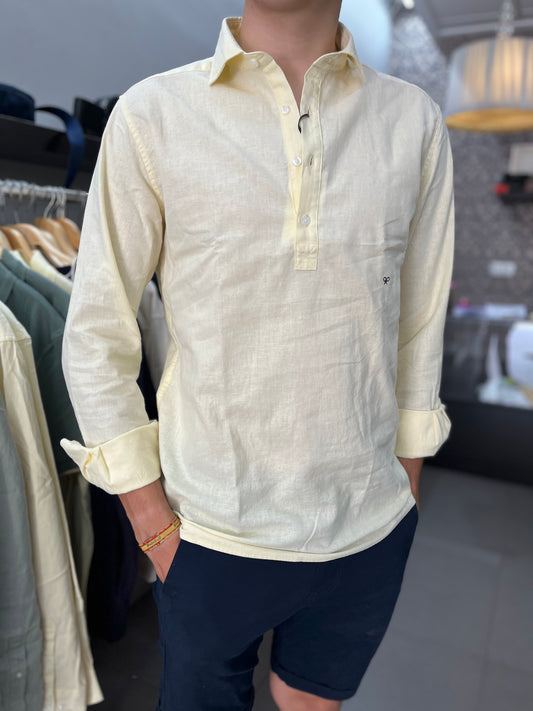 Camisa Silbon polera lino amarillo mantequilla
