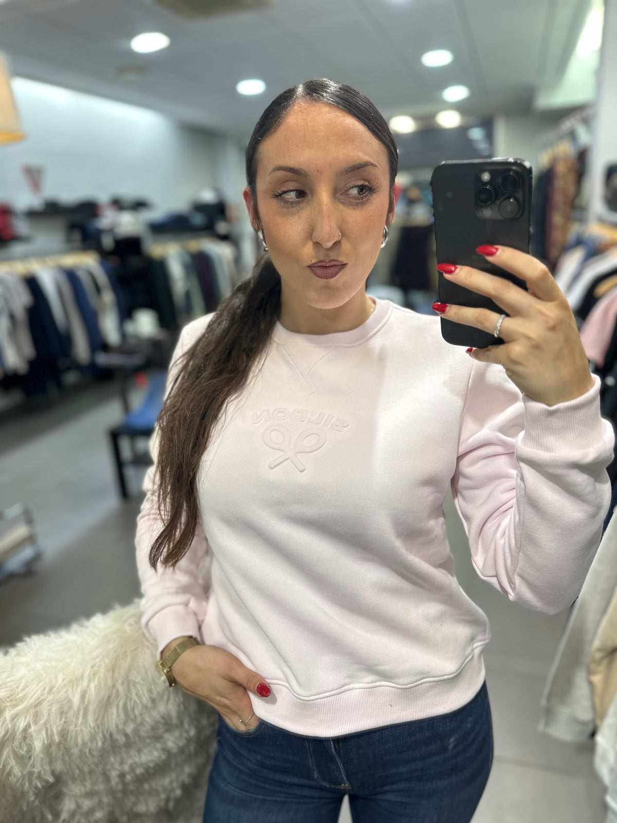 Sudadera Silbon rosa claro