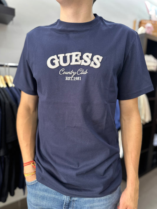 Camiseta Guess marina logo bordado