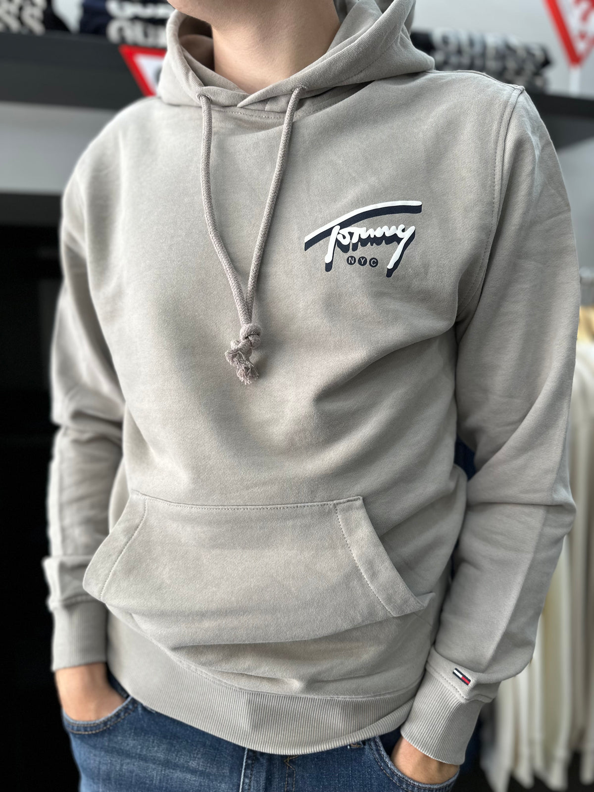 Sudadera Tommy TAUPE logo espalda con capucha
