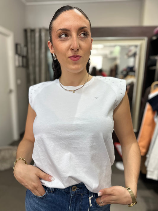Camiseta silbon tachuelas plata